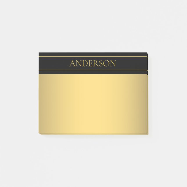 Classy Customisable Gold Text & Lines Post-it Notes (Front)