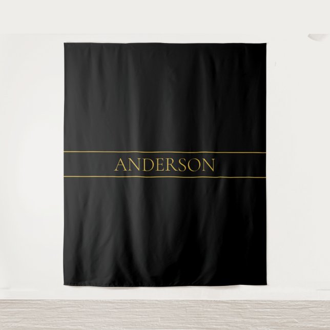 Classy Customisable Gold Text & Lines Tapestry (Front)