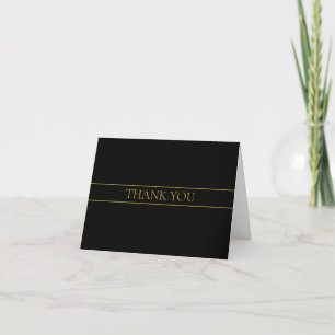 Classy Customisable Gold Text & Lines Thank You Card