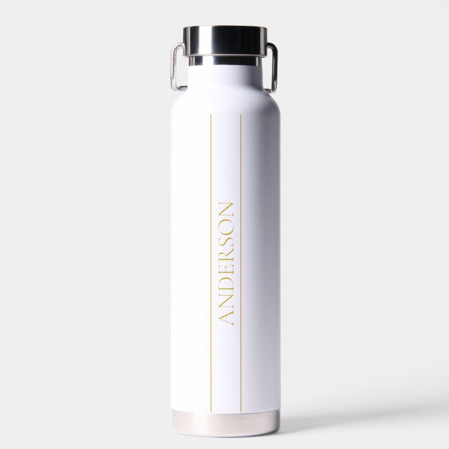 Classy Customisable Gold Text & Lines Water Bottle (Front)