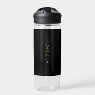 Classy Customisable Gold Text & Lines Water Bottle