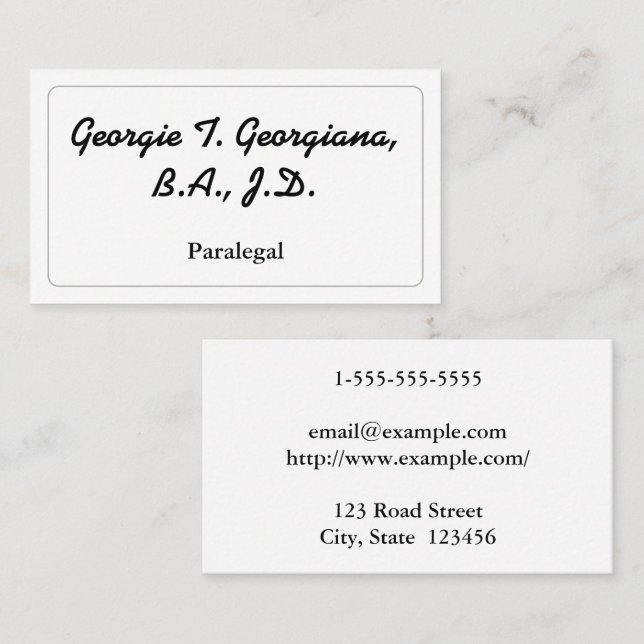 Classy & Customisable Paralegal Business Card (Front/Back)