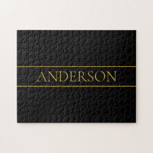 Classy Customizable Gold Text & Lines Jigsaw Puzzle