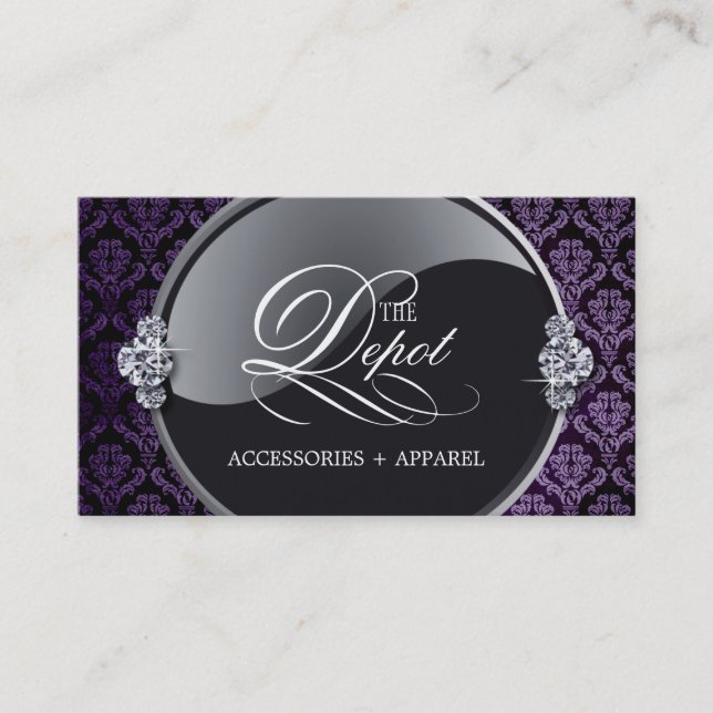Classy Damask Business Card (Front)