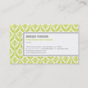 Classy Damask Business Card - Lime