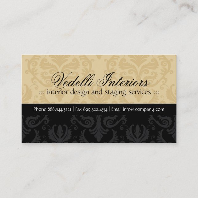 Classy Damask Designer Business Card (Front)