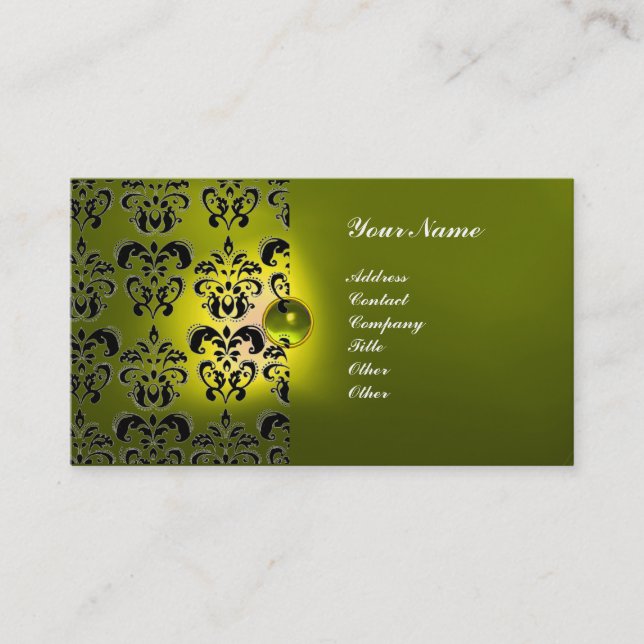 CLASSY DAMASK GEM  MONOGRAM BUSINESS CARD (Front)