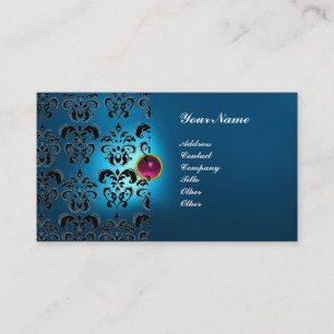 CLASSY DAMASK GEM MONOGRAM BUSINESS CARD