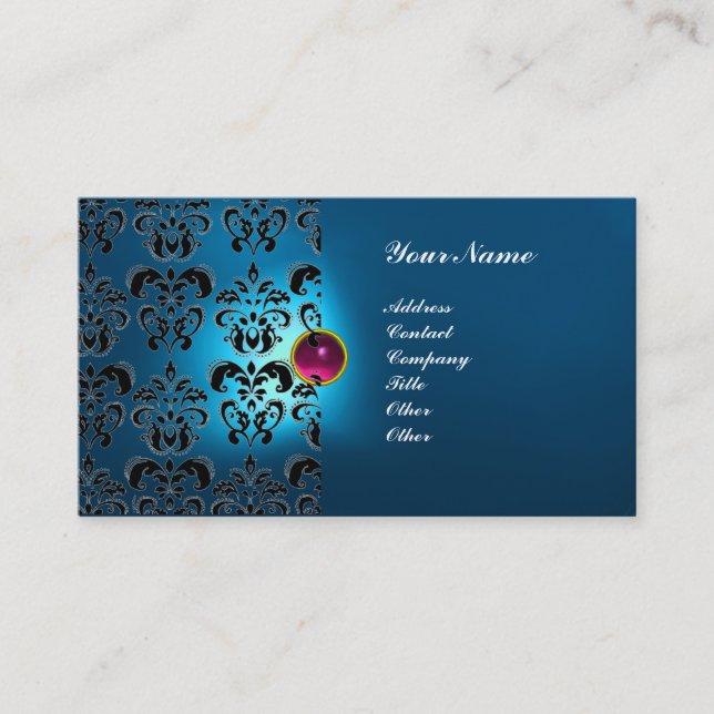 CLASSY DAMASK GEM  MONOGRAM BUSINESS CARD (Front)