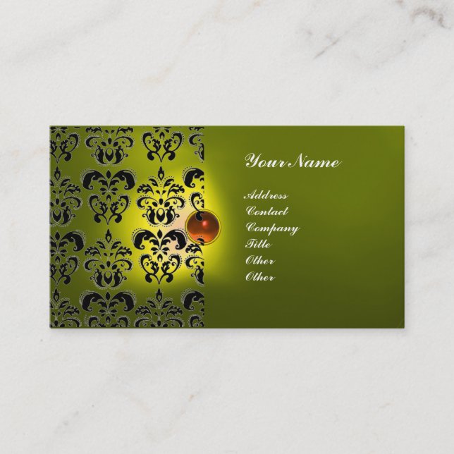 CLASSY DAMASK GEM  MONOGRAM BUSINESS CARD (Front)