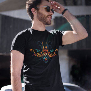 Classy Damask Geometric Flora With Branches T-Shir T-Shirt