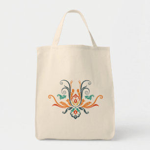 Classy Damask Geometric Flora With Branches Tote Bag