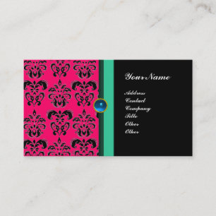 CLASSY DAMASK MONOGRAM ,black sapphire Business Card