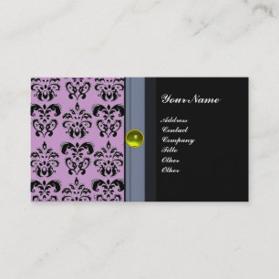 CLASSY DAMASK MONOGRAM black topaz yellow Business Card