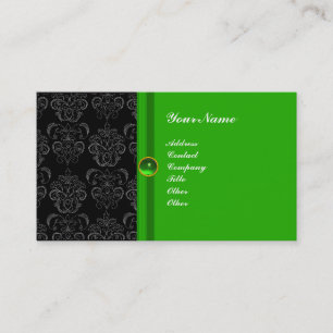 CLASSY DAMASK MONOGRAM green emerald Business Card