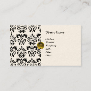 CLASSY DAMASK  MONOGRAM metallic cream Business Card