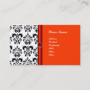 CLASSY DAMASK MONOGRAM ,purple ruby pink Business Card