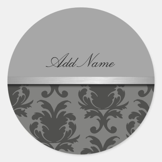 Classy Damask Monogram Stickers (Front)