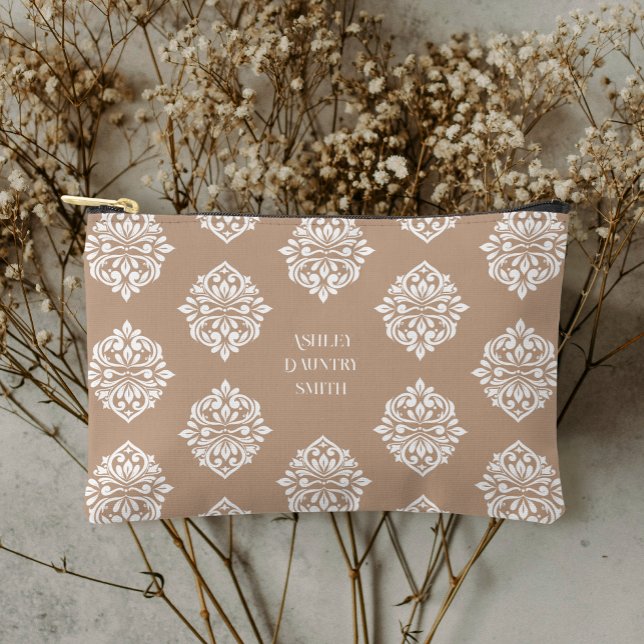 Classy Damask Regency Beige Accessory Pouch (Creator Uploaded)