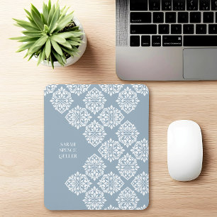 Classy Damask Regency Geometric Cadet Grey Mouse Mat