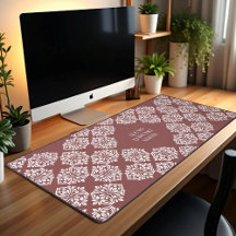 Classy Damask Regency Geometric Pastel Red