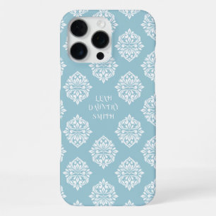 Classy Damask Regency Pale Cerulean iPhone 16 Pro Max Case