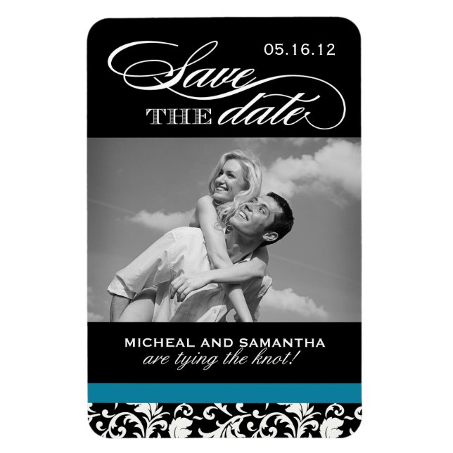 Classy Damask Save the Date Magnets (Vertical)