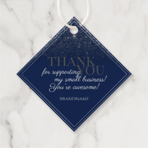 Classy Dark Blue and Silver Packaging Thank You Favour Tags