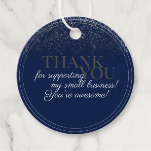 Classy Dark Blue and Silver Packaging Thank You Favour Tags