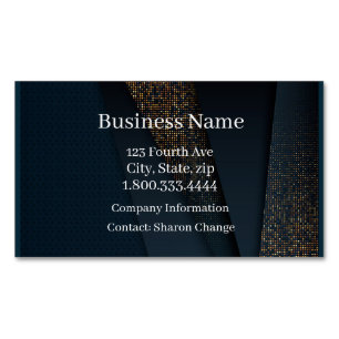 Classy Dark Blue Fabric City Lights Magnetic Business Card