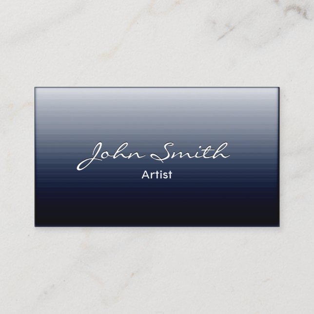 Classy Dark Blue Metal Artist Business Card (Front)