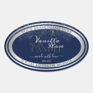 Classy Dark Blue & Silver Product Packaging Labels