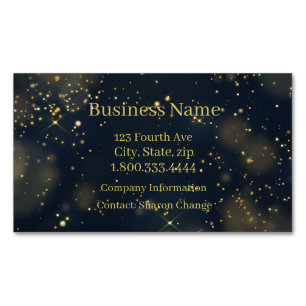 Classy Dark Blue Sky Gold Stars Magnetic Business Card