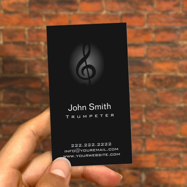 Classy Dark Clef Trumpeter Business Card (Creator Uploaded)