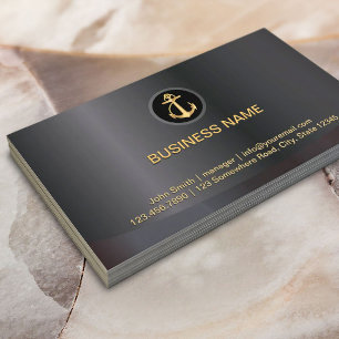 Classy Dark Gold Anchor Marine Business Card