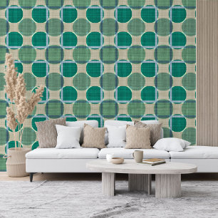 Classy Dark Green Blue Beige Grey Plaid Pattern Wallpaper