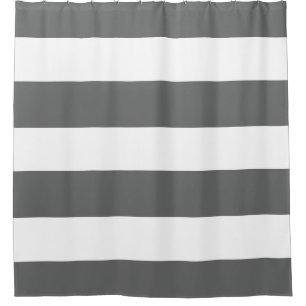 Classy Dark Grey and White Stripes Patterns Shower Curtain