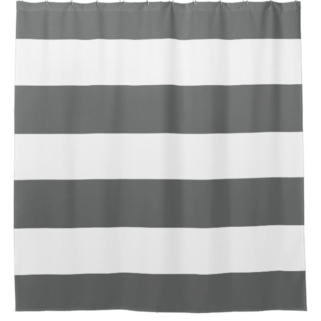 Classy Dark Grey and White Stripes Patterns Shower Curtain (Front)