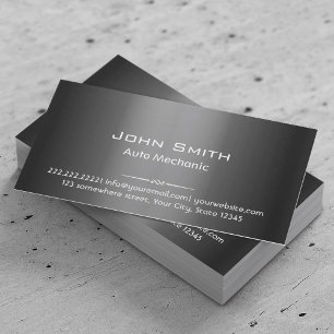 Classy Dark Grey Metal Auto Mechanic Business Card