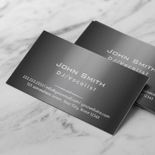 Classy Dark Grey Metal DJ Music Business Card
