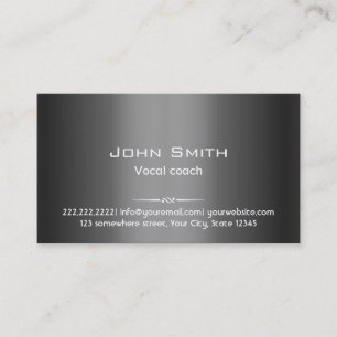 Classy Dark Grey Metal Vocal Coach Business Card