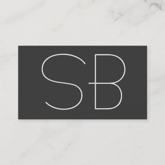 Classy Dark Grey Monogram Standard Business Card (Front)
