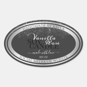 Classy Dark Grey & Silver Product Packaging Labels