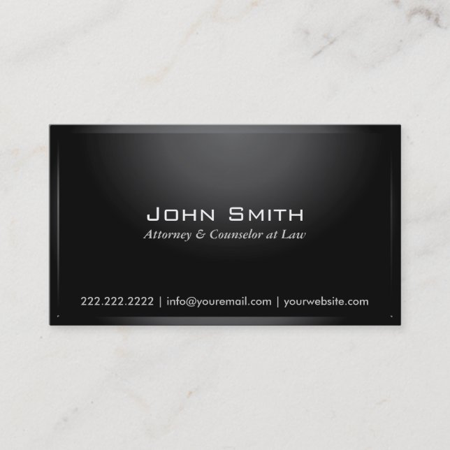 Classy Dark Lawyer Metal Look Business Card (Front)