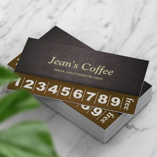 Classy Dark Leather Coffee Business Loyalty Card