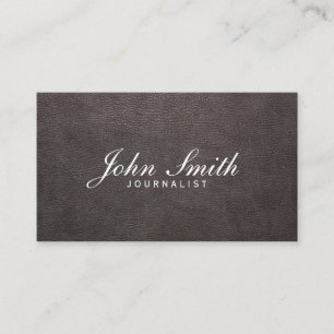 Classy Dark Leather Journalist Business Card