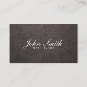 Classy Dark Leather Math Tutor Business Card
