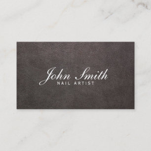 Classy Dark Leather Nail Art Business Card