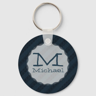 Classy Dark Navy Custom Monogram Version 2.1 Key Ring