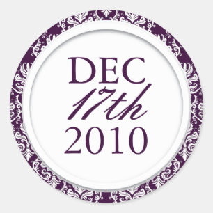 Classy Dark Purple Wedding Stickers